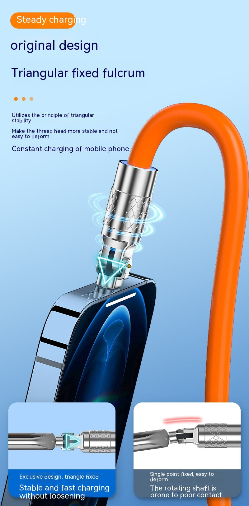 Rotating Elbow Data Super Fast Charging Cable