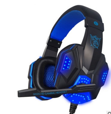 voice with Mike black blue light headphones